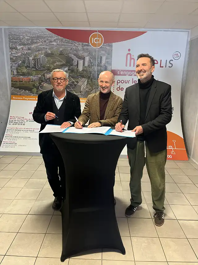 Inauguration base vie et ressourcerie de chantier Moselis Forbach signature